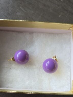 Vintage 1960s Purple Ball Stud Earrings - Women Jewelry